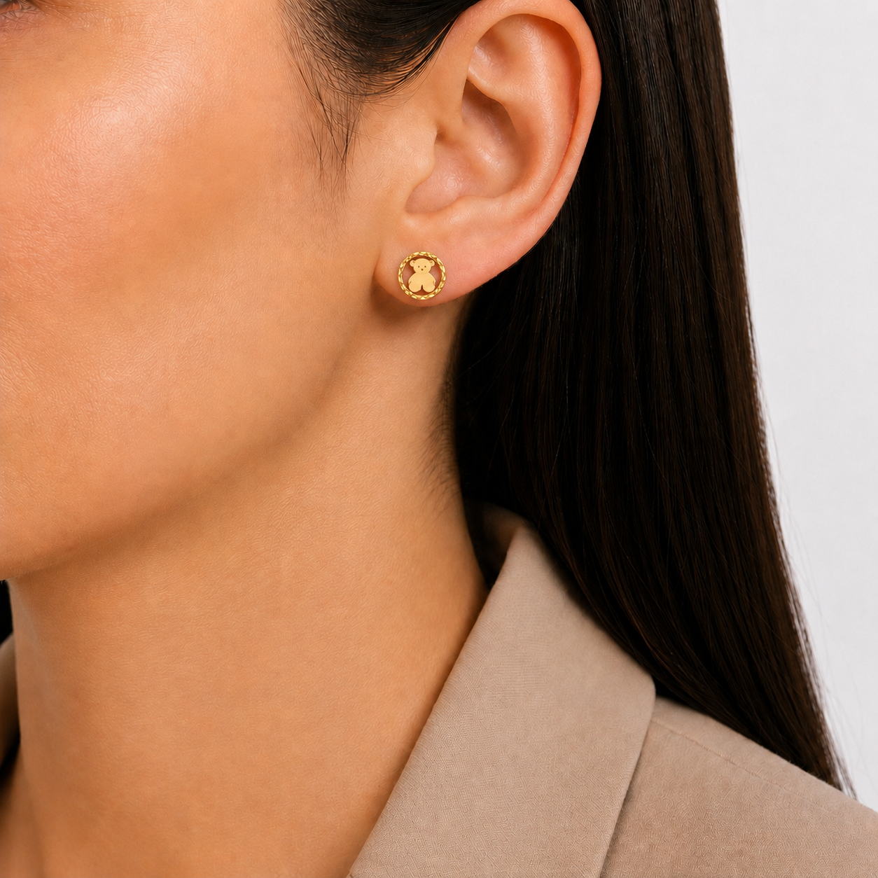 Aretes Dorados Oso Circle
