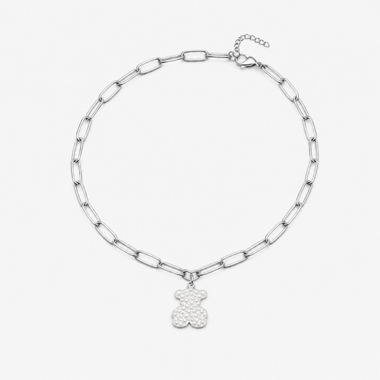 Collar con Dije de Oso Plateado