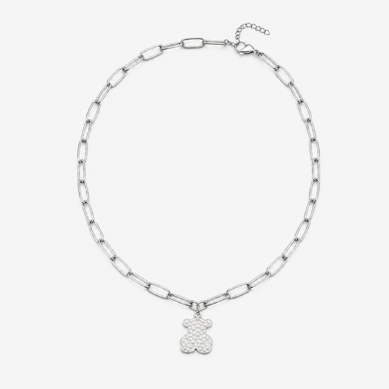 Collar con Dije de Oso Plateado