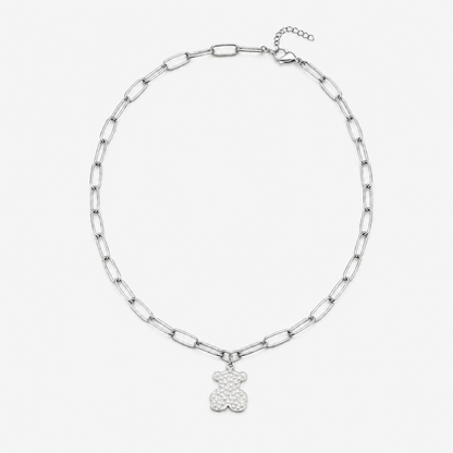 Collar con Dije de Oso Plateado